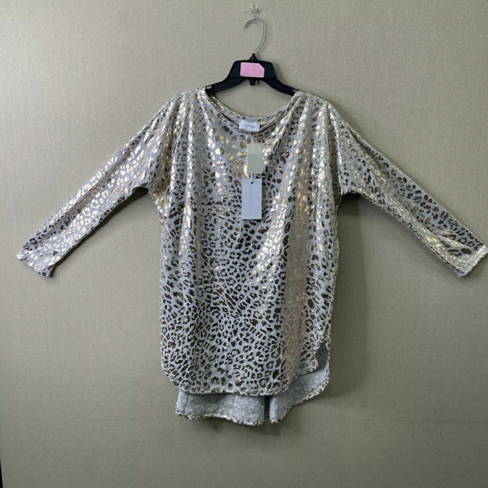 NEW Adrienne Animal print metallic leopard Women’s Top S
